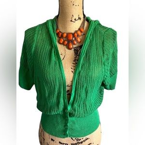 Lane Bryant hooded, short sleeve sweater